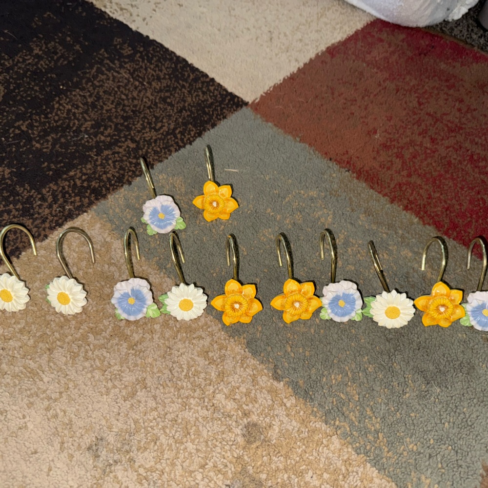 Floral Shower Curtain Hooks